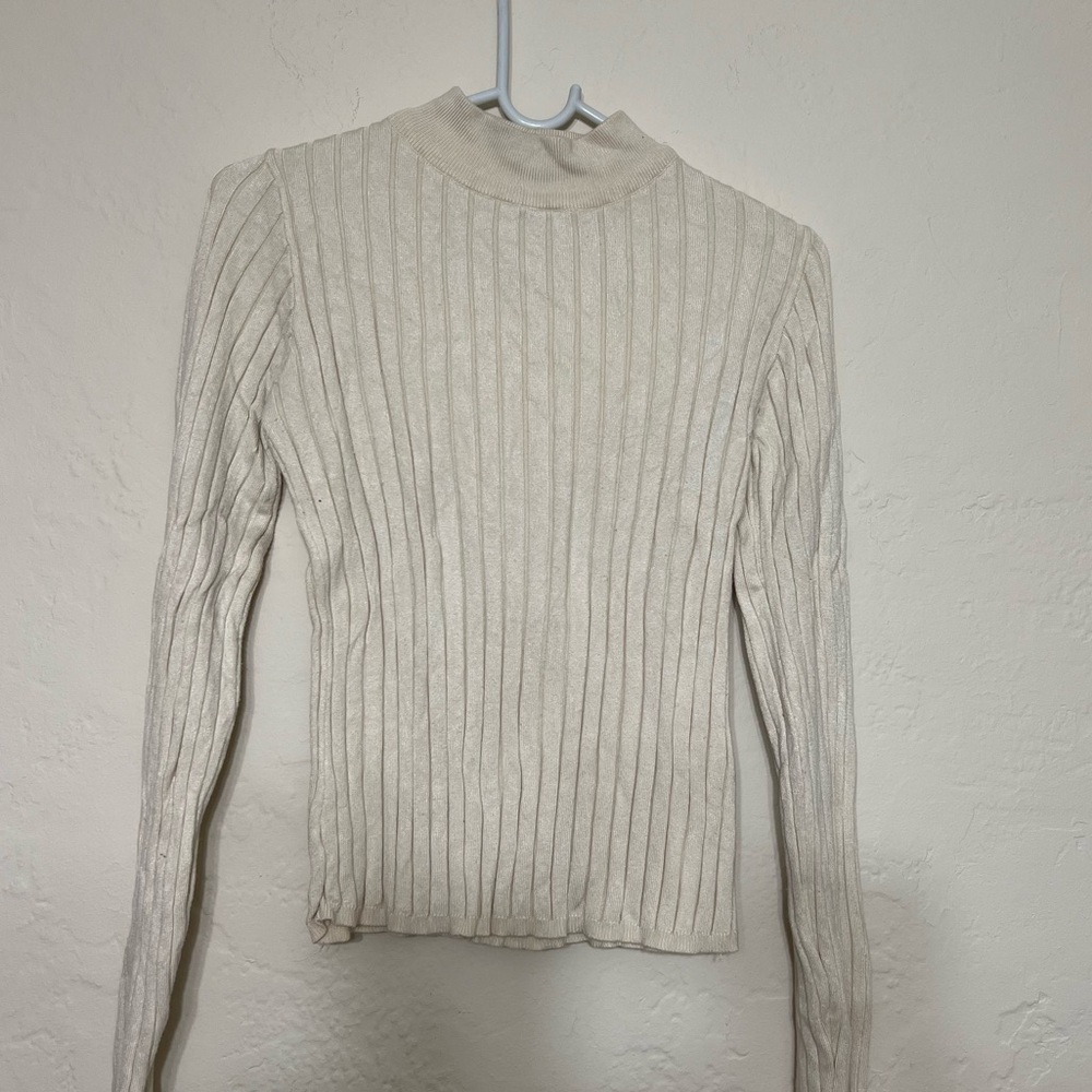 Na-kd Ribbed Turtle Neck Off White